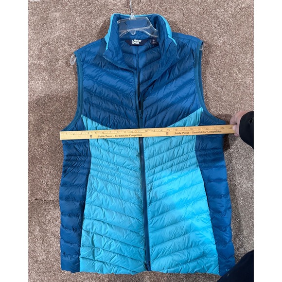 Lands End Womens Puffer Vest Blue Light Blue Colorblock Quilted Zip Up XL - Picture 6 of 8